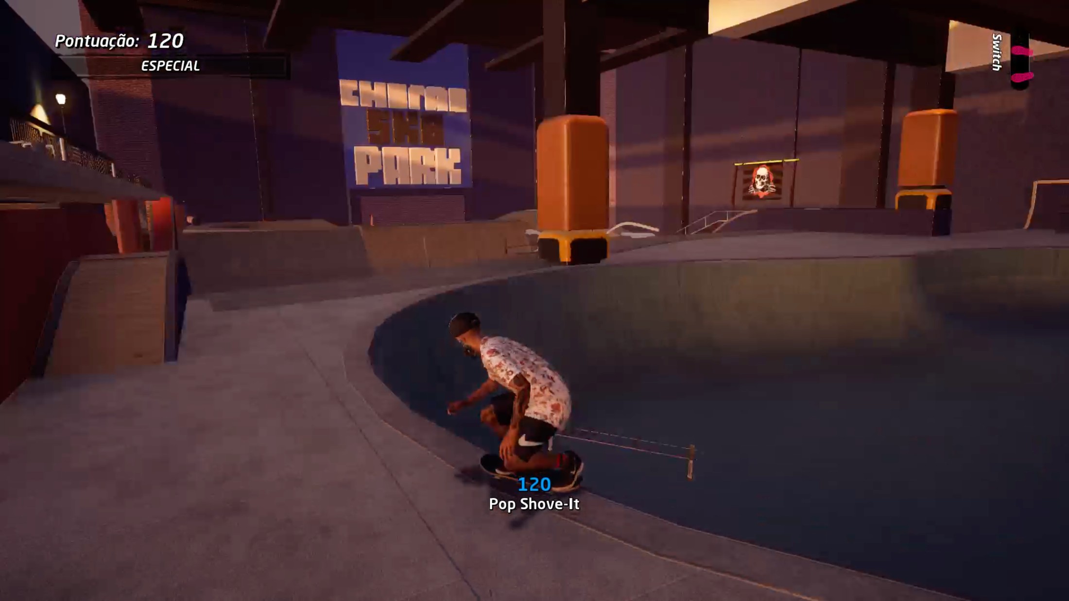 Gameplay view of the recreated skate park bowl