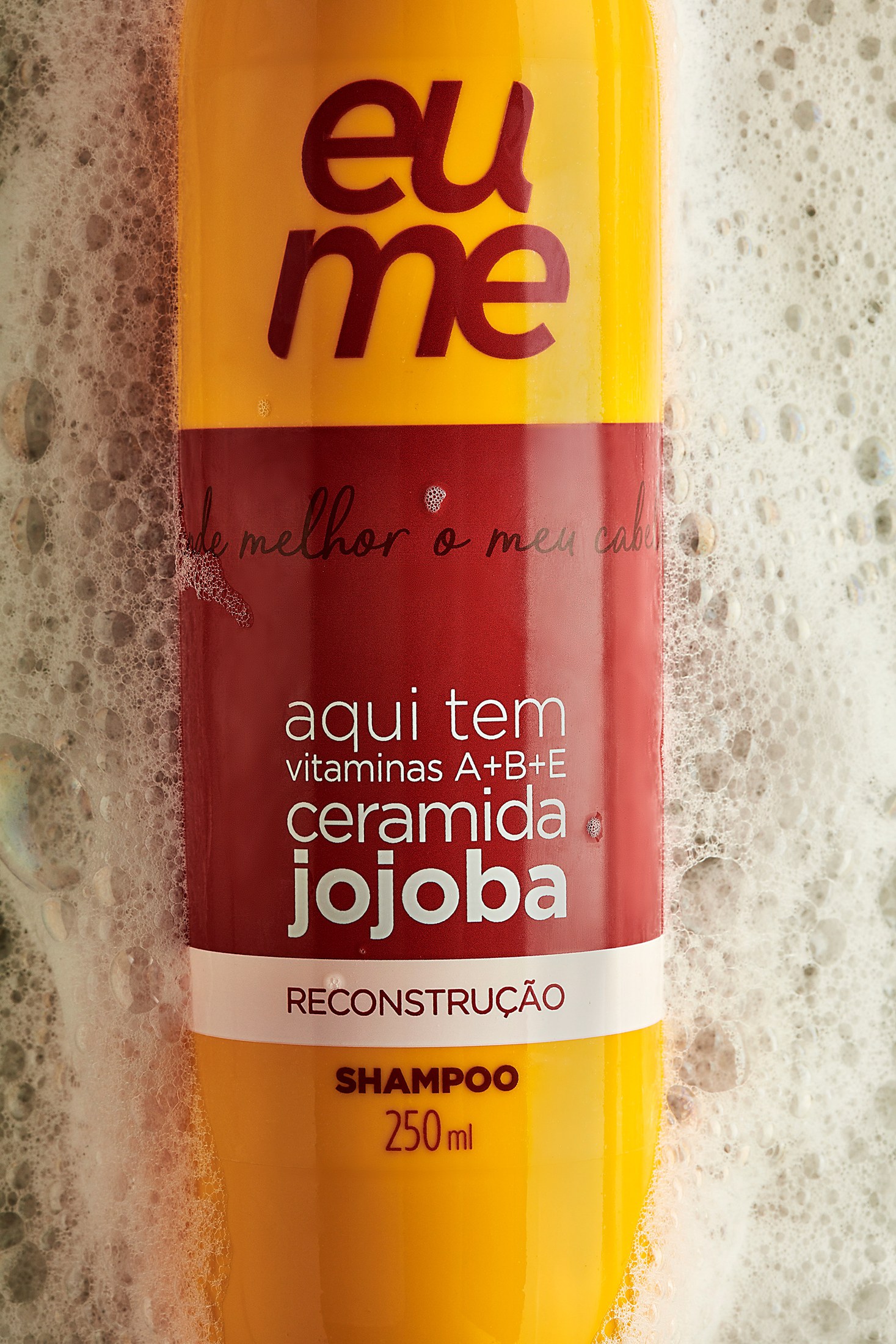 Detail of an Eume shampoo bottle