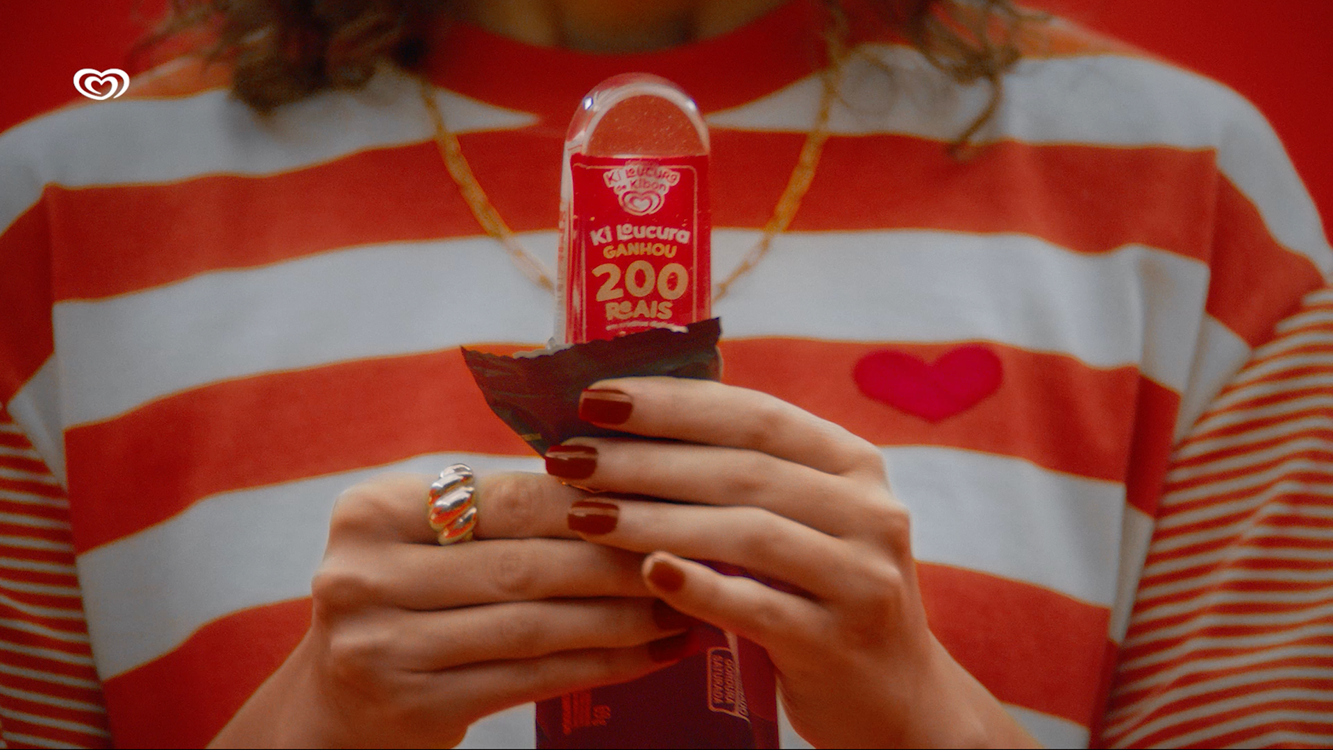 Campaign film still showing a Kibon promotional ice cream