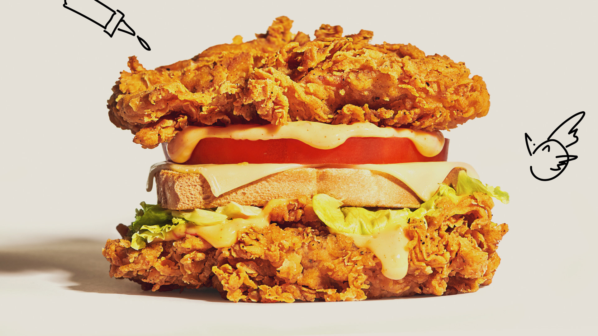 Close-up of an Aussie crispy chicken sandwich